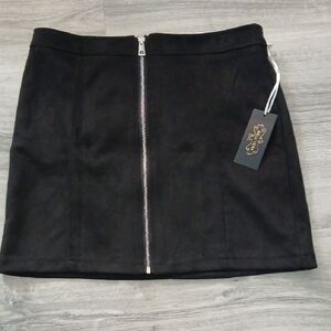 Elegant Black Zipper Mini Skirt